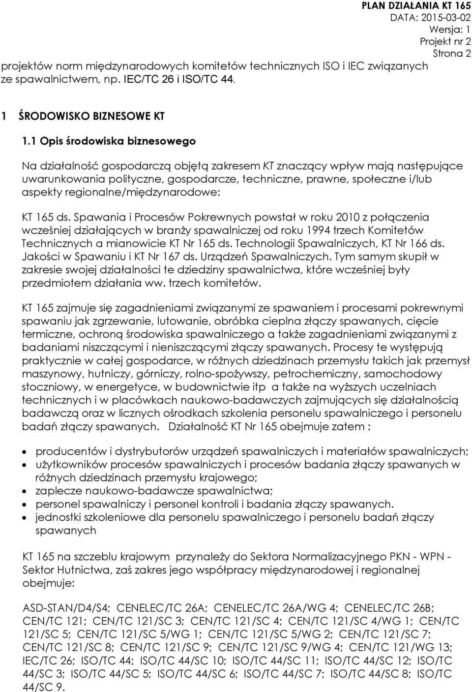 regionalne/międzynarodowe: KT 165 ds.