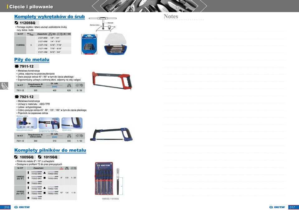 ostrza 7911-12 305 400 628 6 / 36 7921-12 Zawartość 2127-06M 1/8" - 1/4" 2127-08M 1/4" - 5/16" 103 25 / 100 2127-11M 5/16" - 7/16" 2127-14M 7/16" - 9/16" 2127-18M 9/16" - 3/4" Metalowa konstrukcja