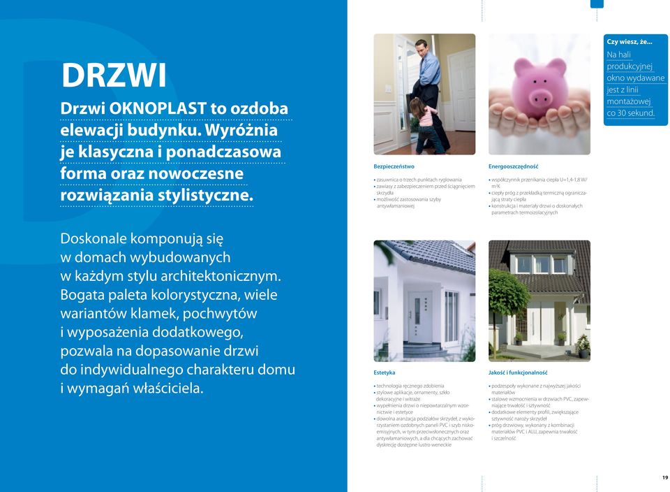 ciepła U=1,4-1,8 W/ m 2 K ciepły próg z przekładką termiczną ograniczającą straty ciepła konstrukcja i materiały drzwi o doskonałych parametrach termoizolacyjnych Na hali produkcyjnej okno wydawane