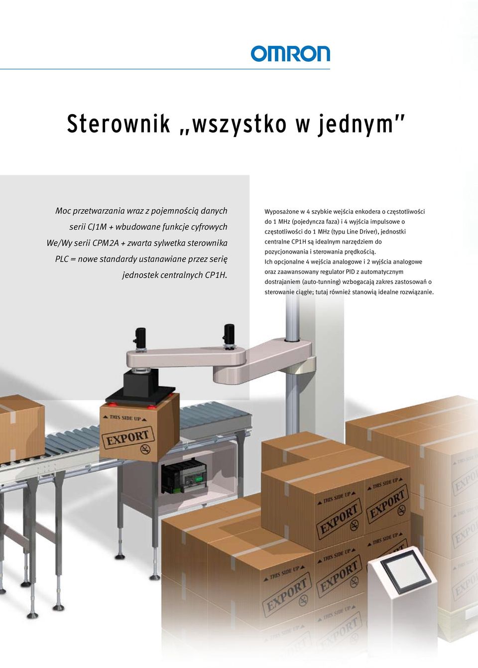 Wyposażone w 4 szybkie wejścia enkodera o częstotliwości do 1 MHz (pojedyncza faza) i 4 wyjścia impulsowe o częstotliwości do 1 MHz (typu Line Driver), jednostki centralne