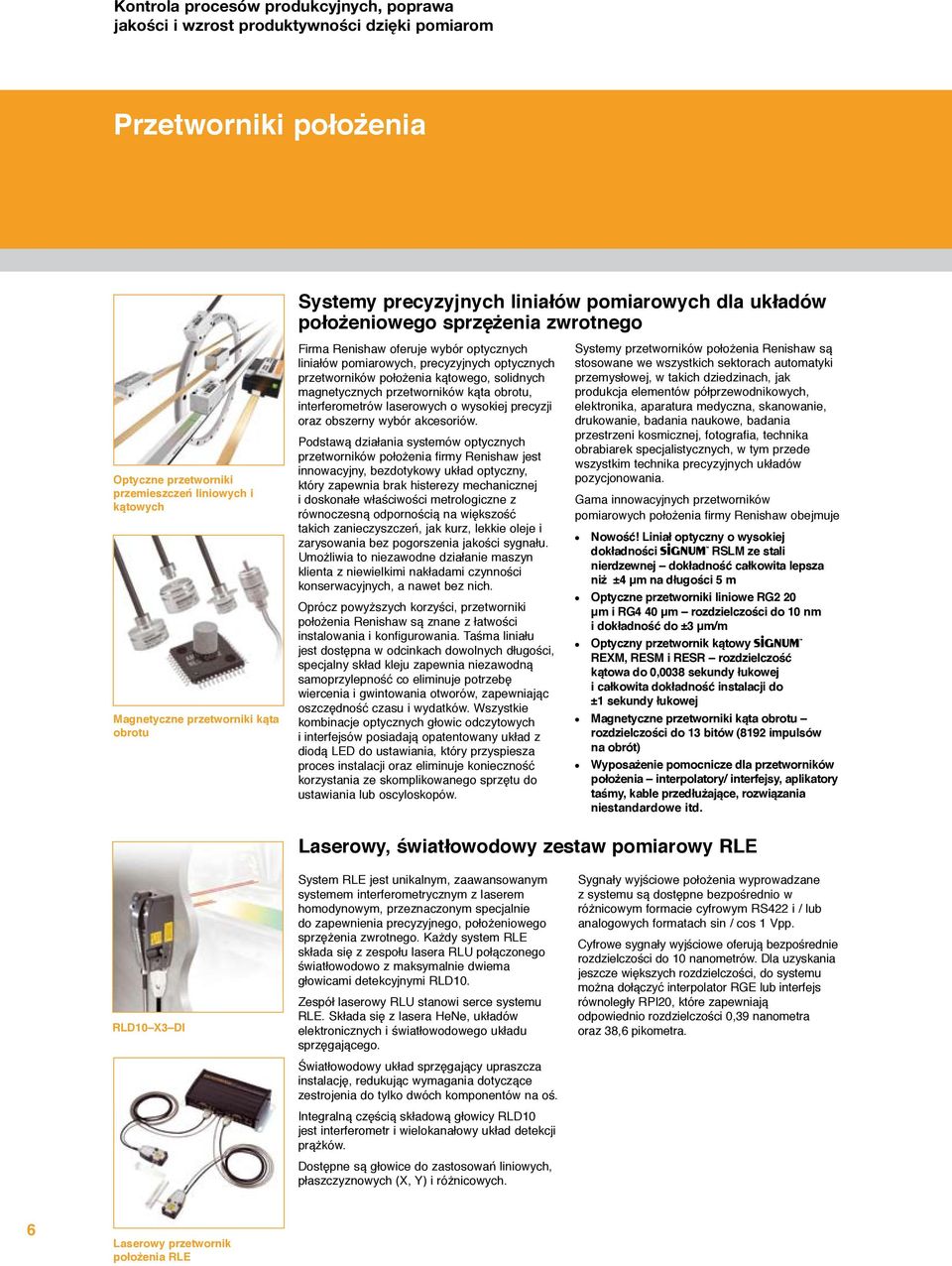 położenia kątowego, solidnych magnetycznych przetworników kąta obrotu, interferometrów laserowych o wysokiej precyzji oraz obszerny wybór akcesoriów.