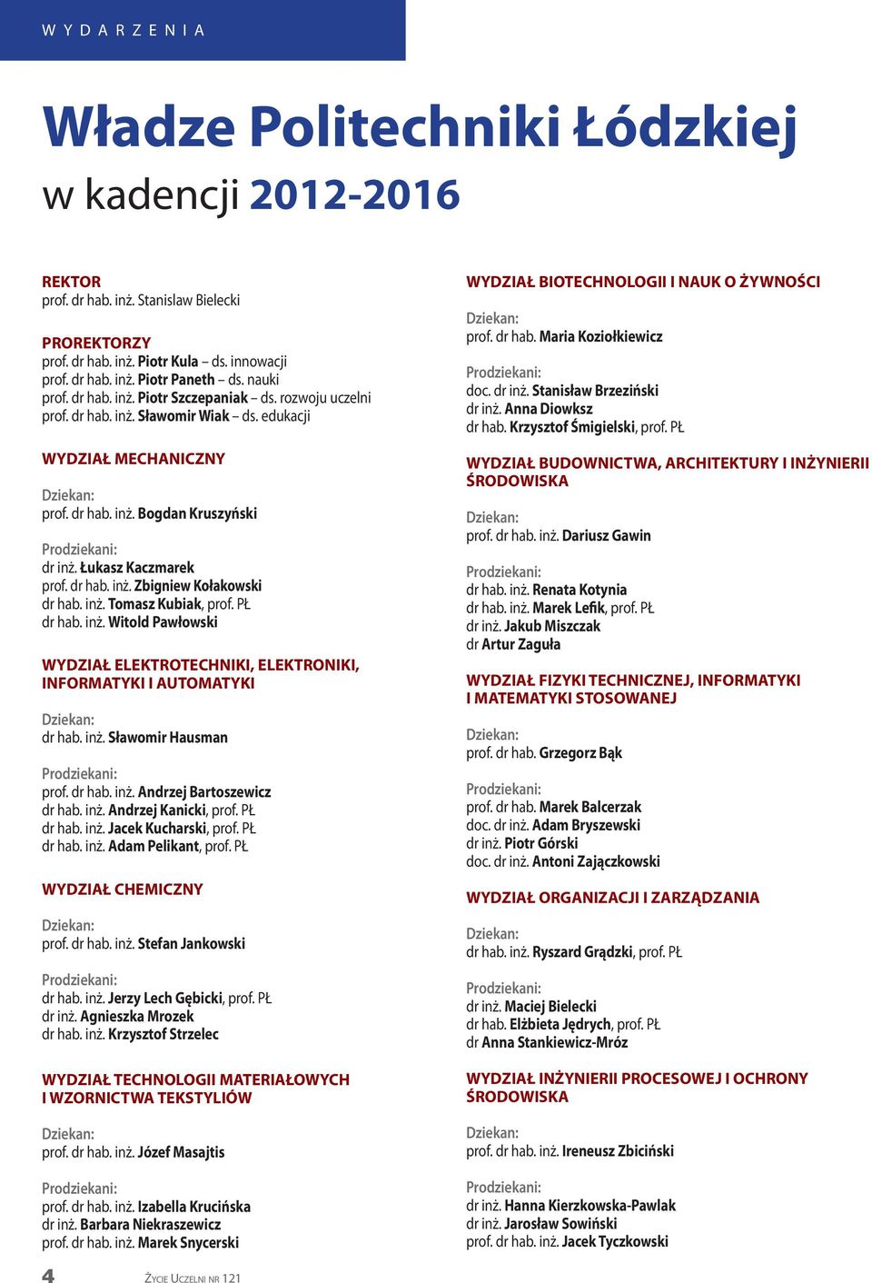 dr hab. iż. Zbigiew Kołakowski dr hab. iż. Tomasz Kubiak, prof. PŁ dr hab. iż. Witold Pawłowski WYDZIAŁ ELEKTROTECHNIKI, ELEKTRONIKI, INFORMATYKI I AUTOMATYKI Dzieka: dr hab. iż. Sławomir Hausma Prodziekai: prof.