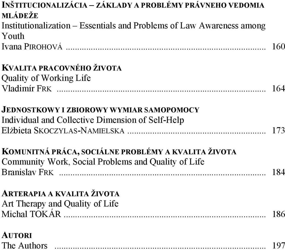 .. 164 JEDNOSTKOWY I ZBIOROWY WYMIAR SAMOPOMOCY Individual and Collective Dimension of Self-Help Elżbieta SKOCZYLAS-NAMIELSKA.