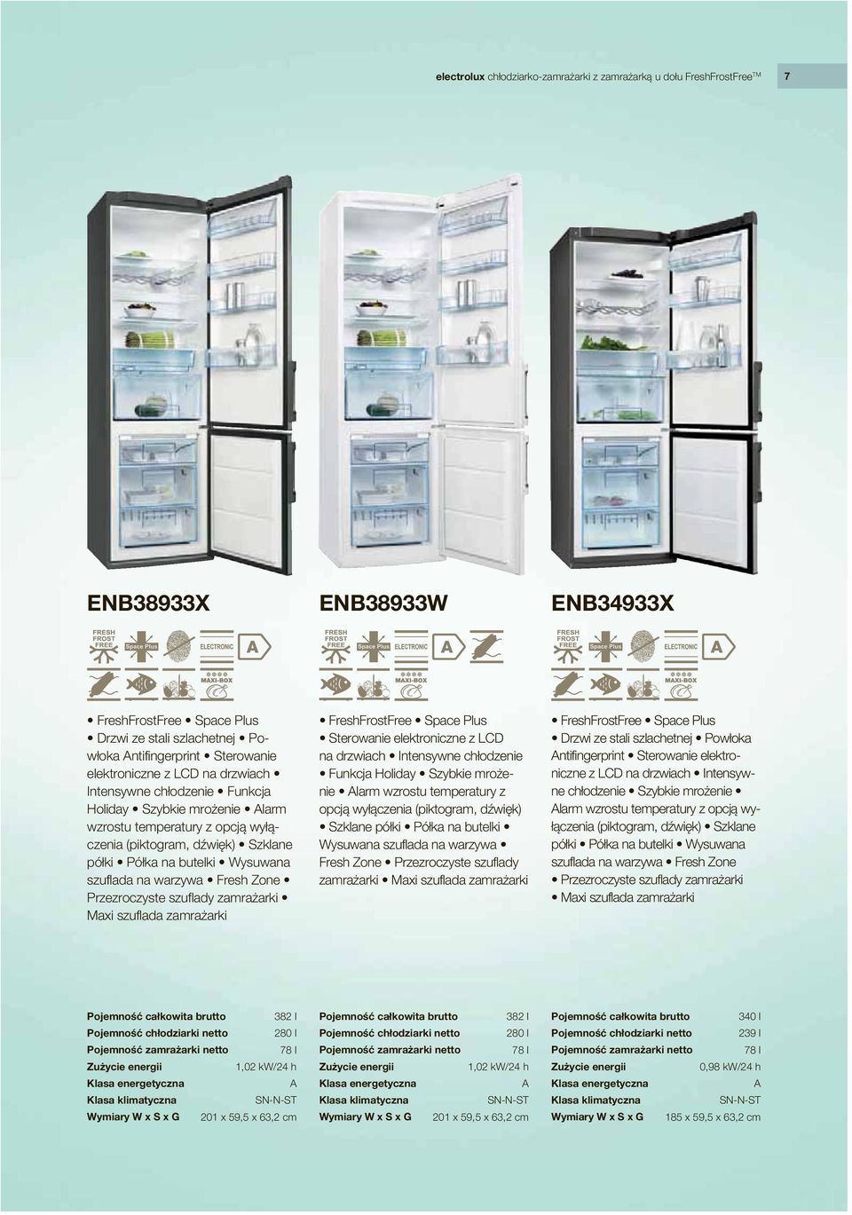 szuflada na warzywa Fresh Zone Przezroczyste szuflady zamrażarki Maxi szuflada zamrażarki FreshFrostFree Space Plus Sterowanie  szuflada na warzywa Fresh Zone Przezroczyste szuflady zamrażarki Maxi