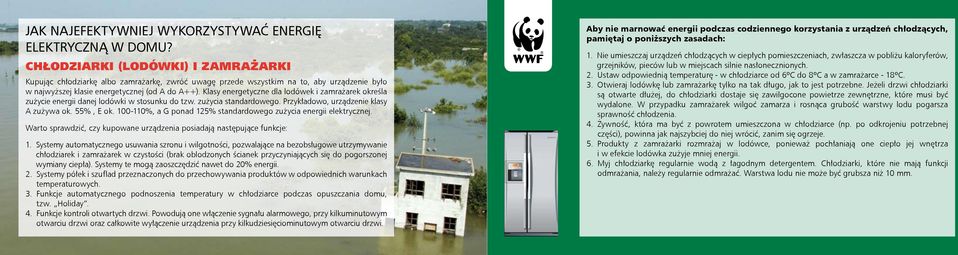 Klasy energetyczne dla lodówek i zamrażarek określa zużycie energii danej lodówki w stosunku do tzw. zużycia standardowego. Przykładowo, urządzenie klasy A zużywa ok. 55%, E ok.