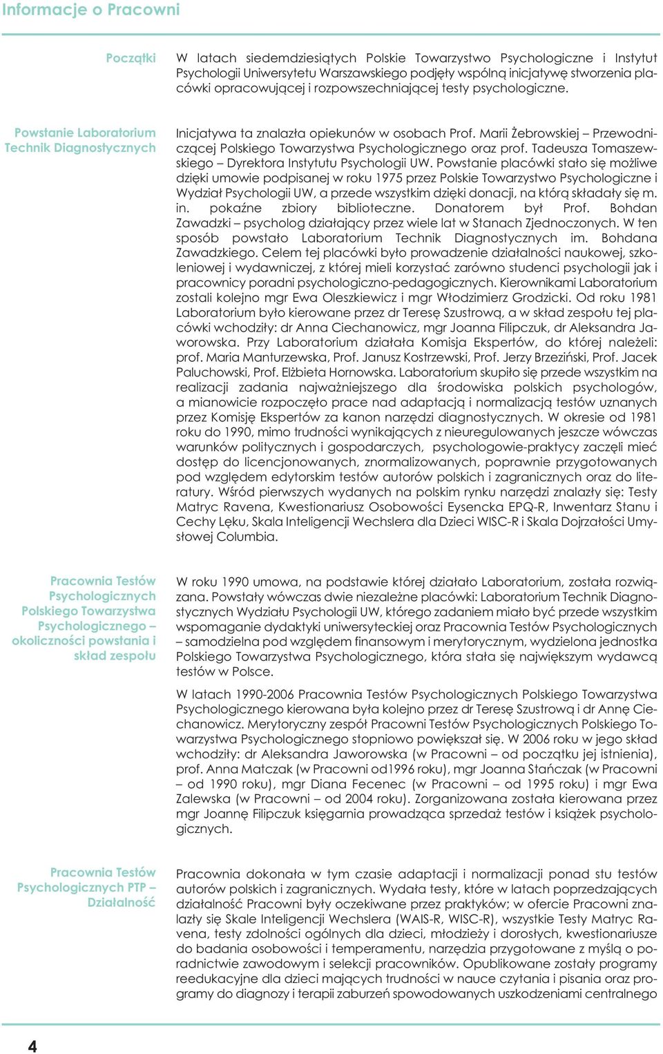 Marii Żebrowskiej Przewodniczącej Polskiego Towarzystwa Psychologicznego oraz prof. Tadeusza Tomaszewskiego Dyrektora Instytutu Psychologii UW.