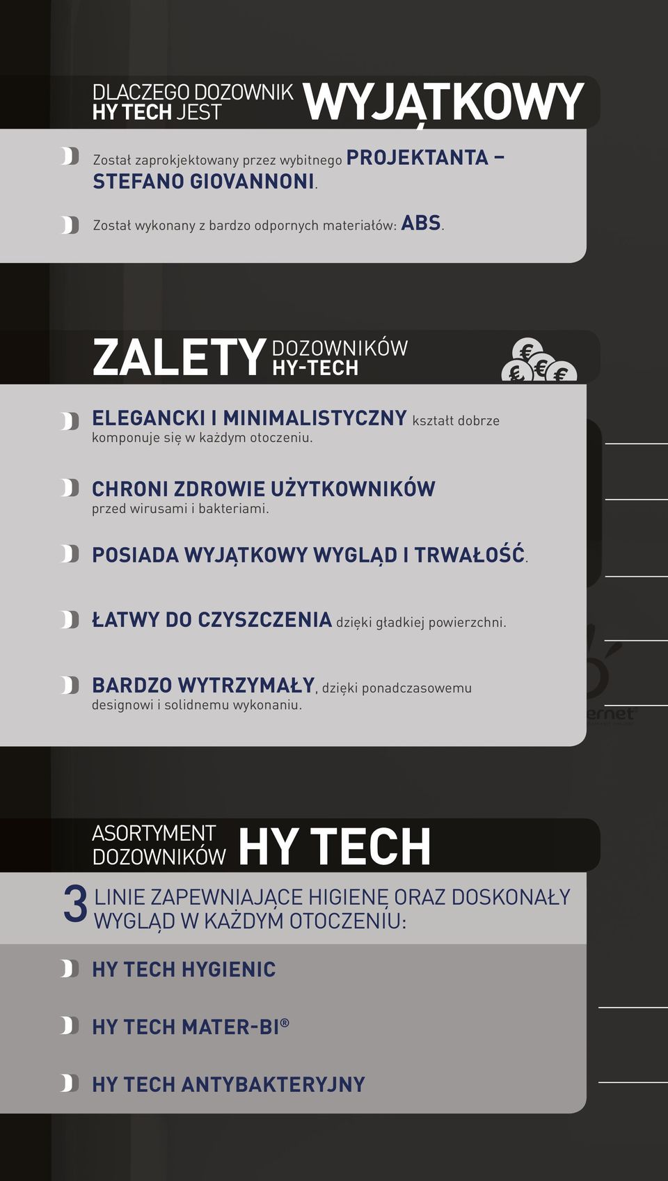 CHRONI ZDROWIE UŻYTKOWNIKÓW przed wirusami i bakteriami. POSIADA WYJĄTKOWY WYGLĄD I TRWAŁOŚĆ. ŁATWY DO CZYSZCZENIA dzięki gładkiej powierzchni.