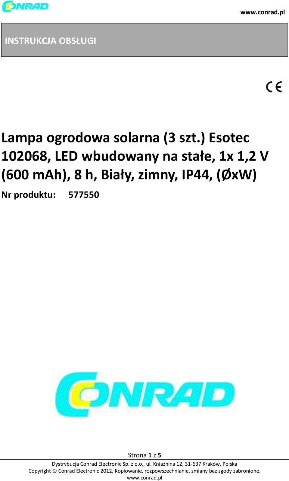 ) Esotec 102068, LED wbudowany na stałe, 1x