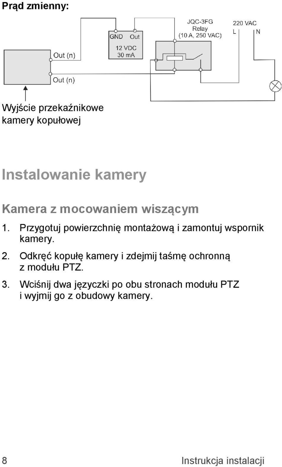 2. Odkręć kopułę kamery i zdejmij taśmę ochronną z modułu PTZ. 3.