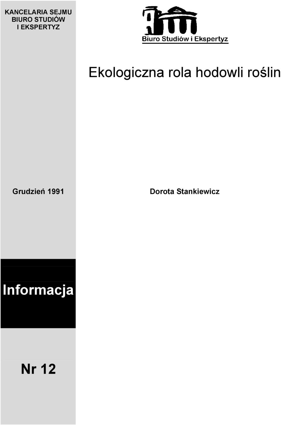 hodowli roślin Grudzień 1991