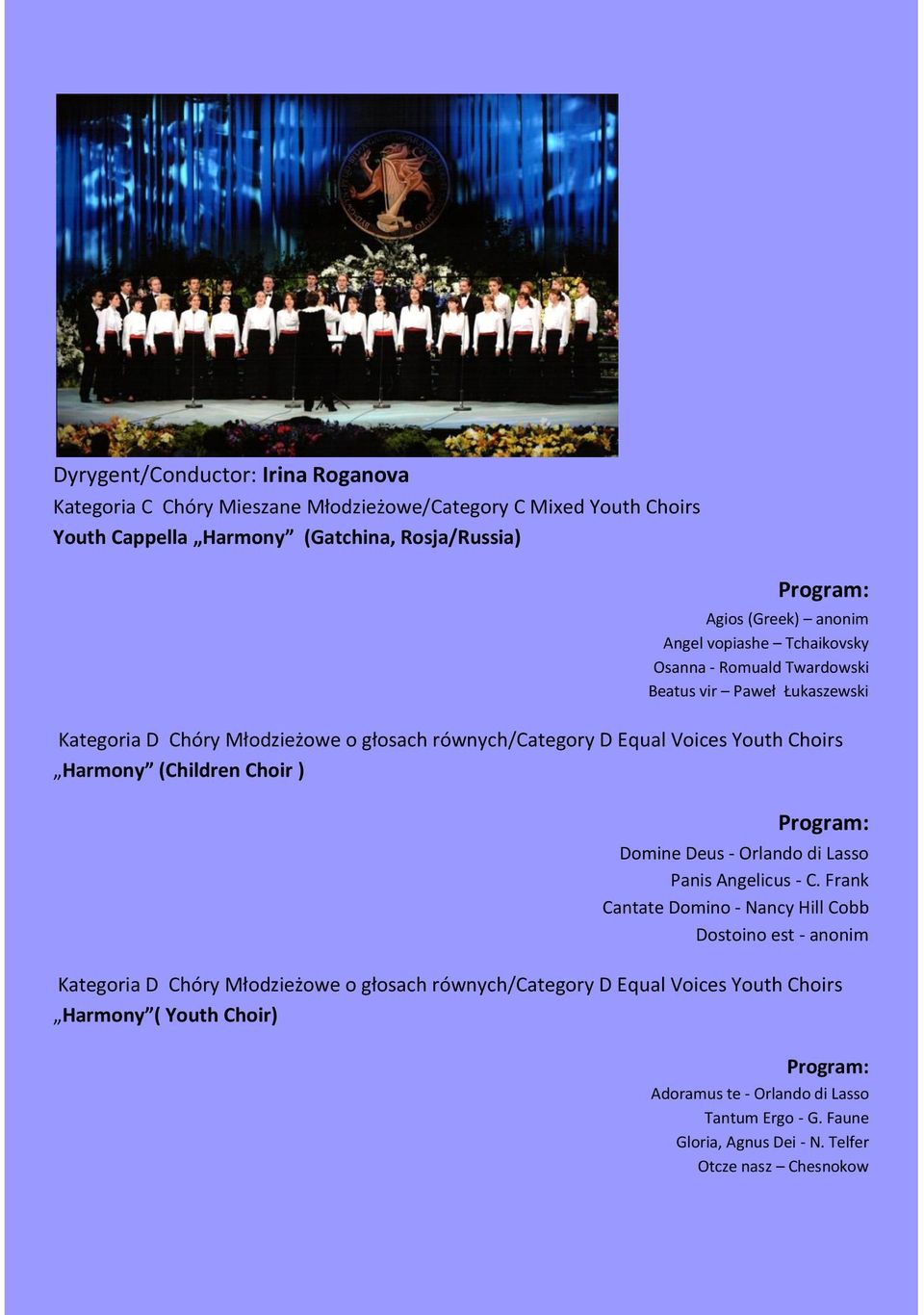 Harmony (Children Choir ) Domine Deus - Orlando di Lasso Panis Angelicus - C.