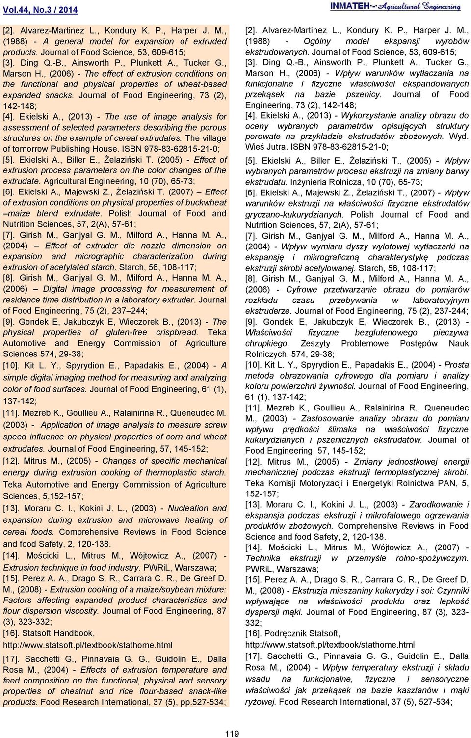 Ekielski A., (2013) - The use of image analysis for assessment of selected parameters describing the porous structures on the example of cereal extrudates. The village of tomorrow Publishing House.