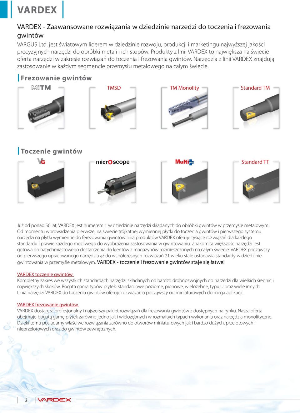 Produkty z linii VARDEX to największa na świecie oferta narzędzi w zakresie rozwiązań do toczenia i frezowania gwintów.