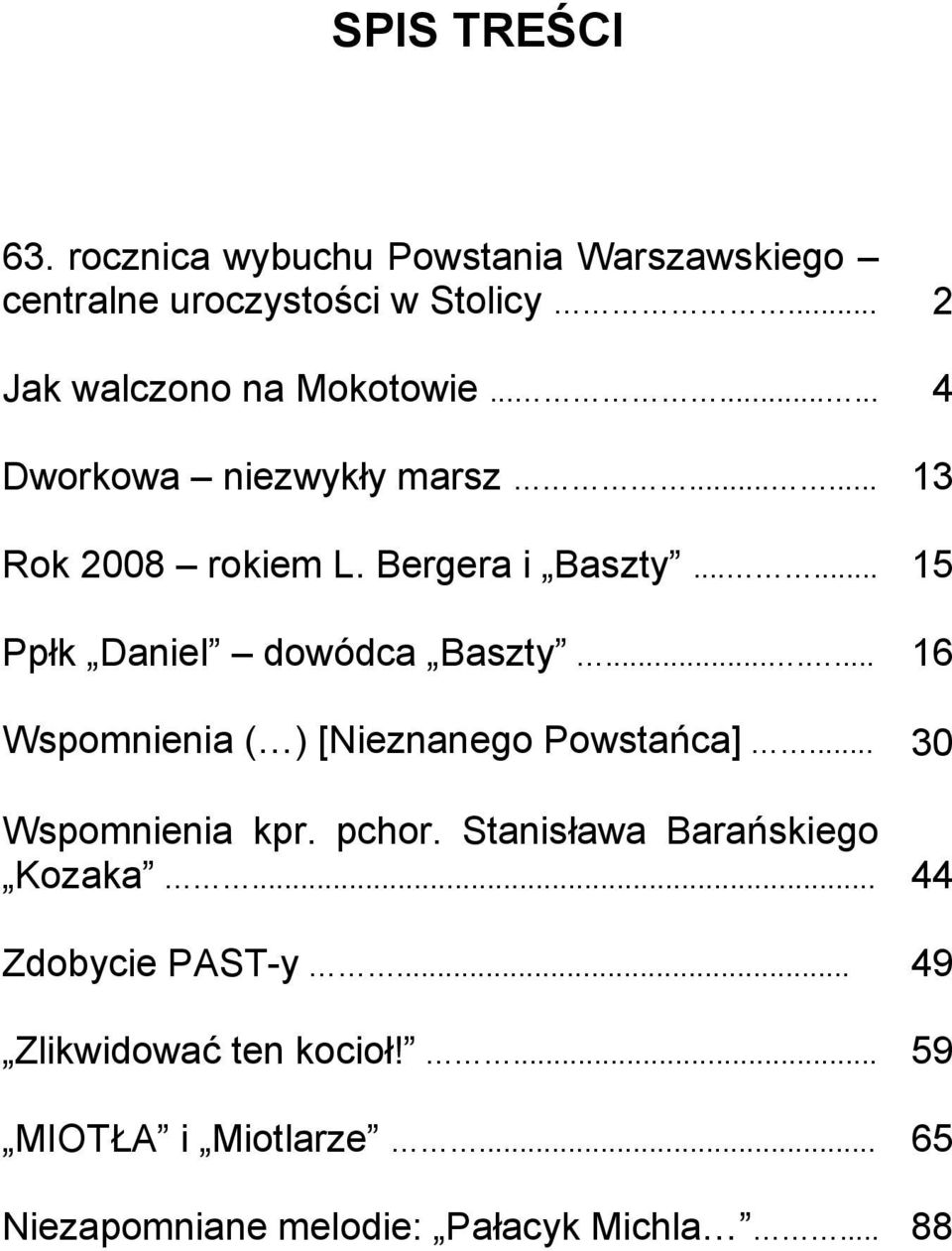 ...... 16 Wspomnienia ( ) [Nieznanego Powstańca]... 30 Wspomnienia kpr. pchor. Stanisława Barańskiego Kozaka.