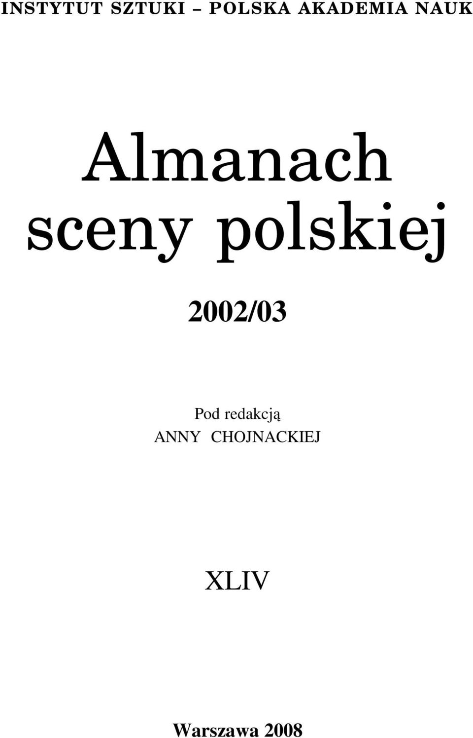 polskiej 2002/03 Pod redakcją