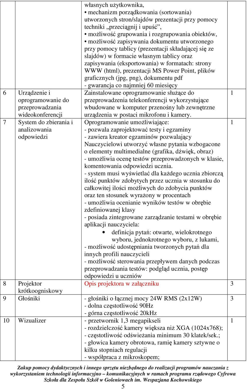 slajdów) w formacie własnym tablicy oraz zapisywania (eksportowania) w formatach: strony WWW (html), prezentacji MS Power Point, plików graficznych (jpg, png), dokumentu pdf - gwarancja co najmniej