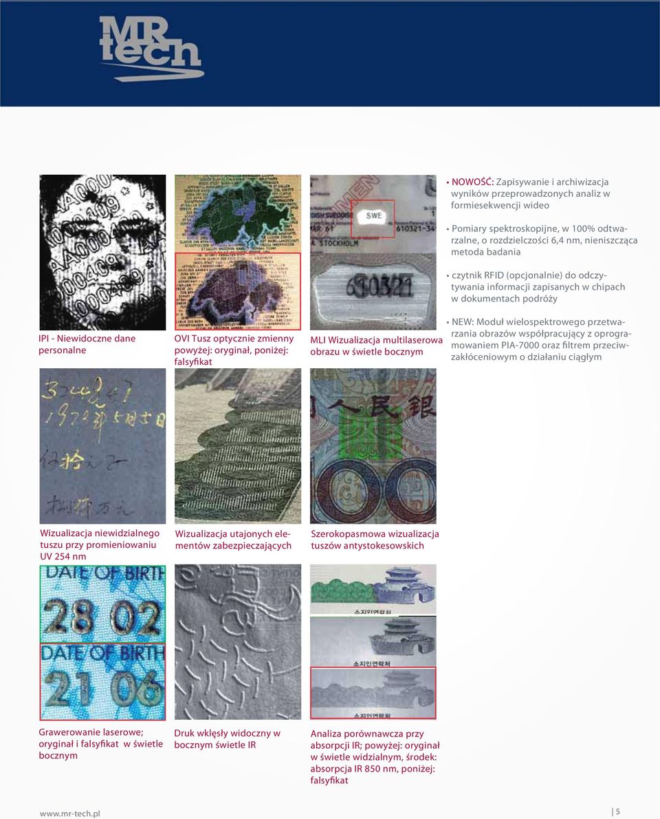 zapisanych w chipach w dokumentach podróży NEW: Moduł wielospektrowego przetwarzania obrazów współpracujący z oprogramowaniem PIA-7000 oraz filtrem przeciwzakłóceniowym o działaniu ciągłym