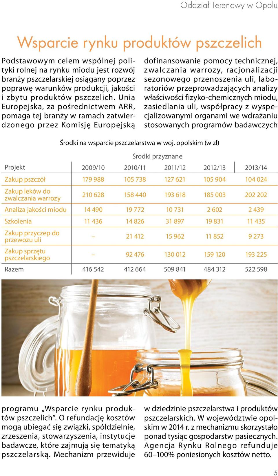 Unia Europejska, za pośrednictwem ARR, pomaga tej branży w ramach zatwierdzonego przez Komisję Europejską Projekt dofinansowanie pomocy technicznej, zwalczania warroz y, racjonalizacji sezonowego