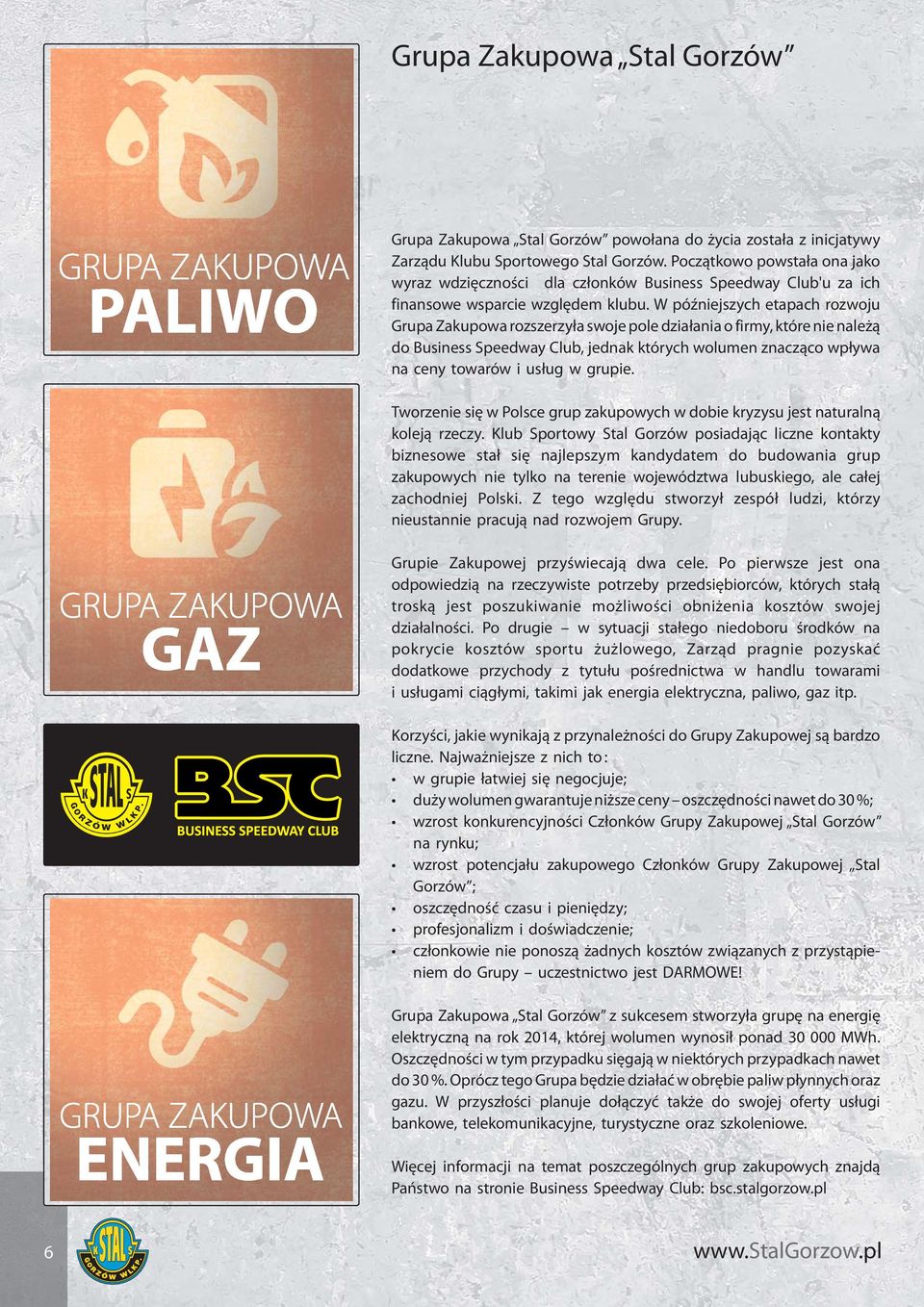 W późniejszych etapach rozwoju Grupa Zakupowa rozszerzyła swoje pole działania o firmy, które nie należą do Business Speedway Club, jednak których wolumen znacząco wpływa na ceny towarów i usług w