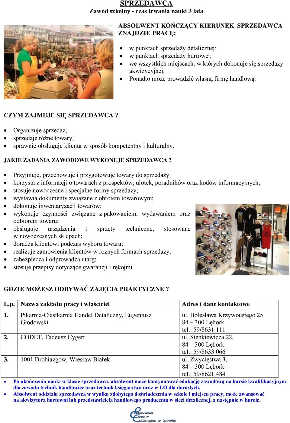JAKIE ZADANIA ZAWODOWE WYKONUJE SPRZEDAWCA?