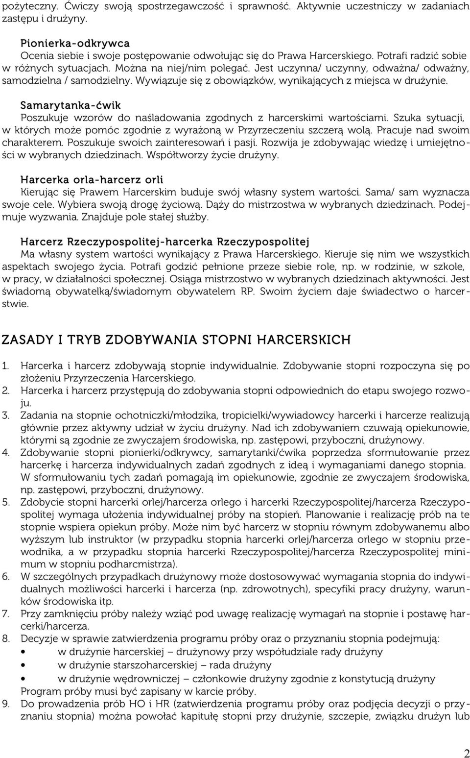 Samarytanka-ćwik Poszukuje wzorów do naśladowania zgodnych z harcerskimi wartościami. Szuka sytuacji, w których może pomóc zgodnie z wyrażoną w Przyrzeczeniu szczerą wolą.