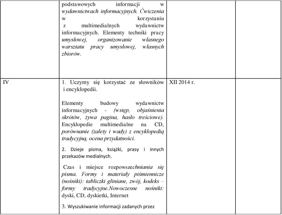 Elementy budowy wydawnictw informacyjnych - (wstęp, objaśnienia skrótów, żywa pagina, hasło treściowe).