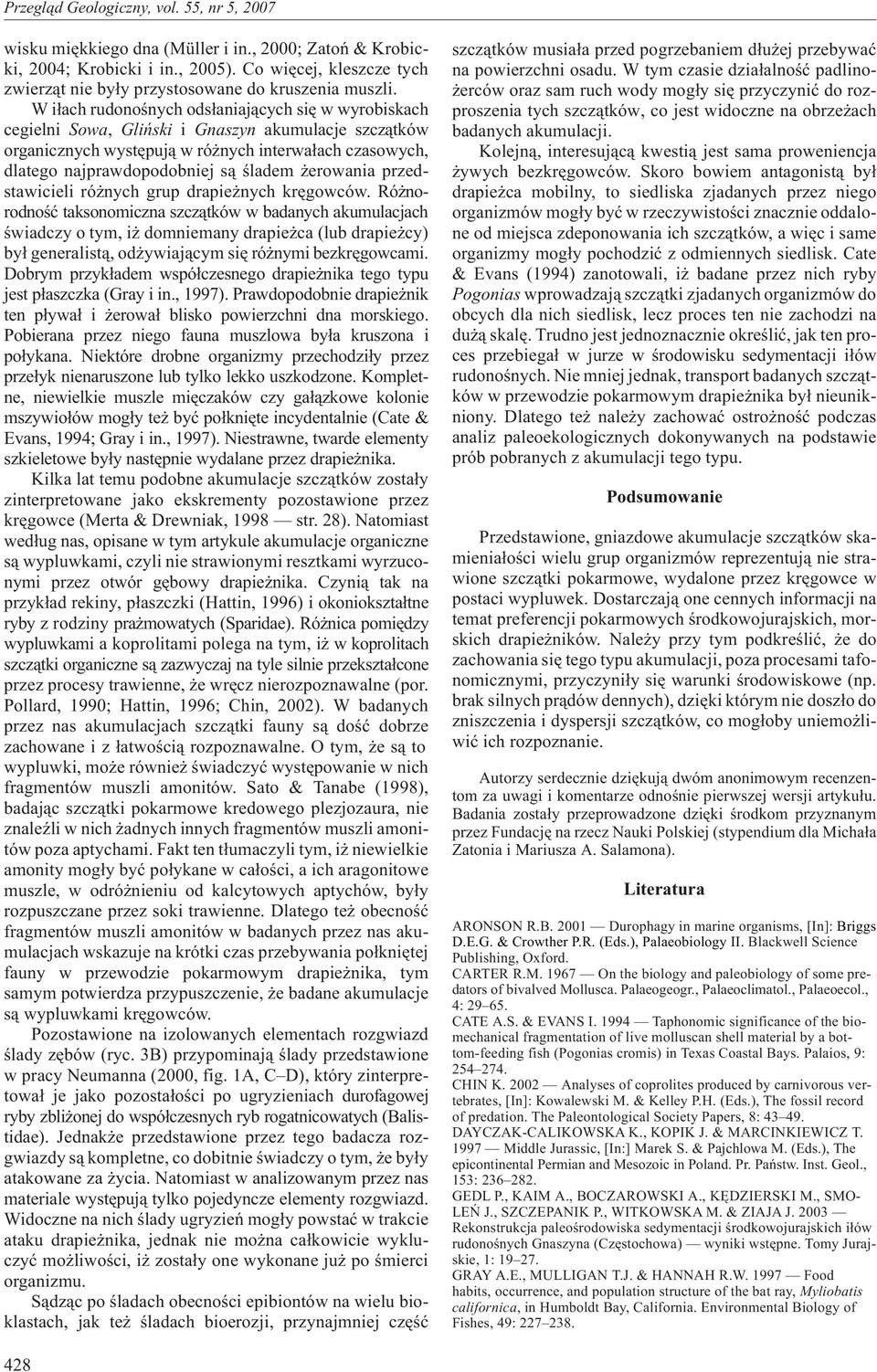 erowania przedstawicieli ró nych grup drapie nych krêgowców.