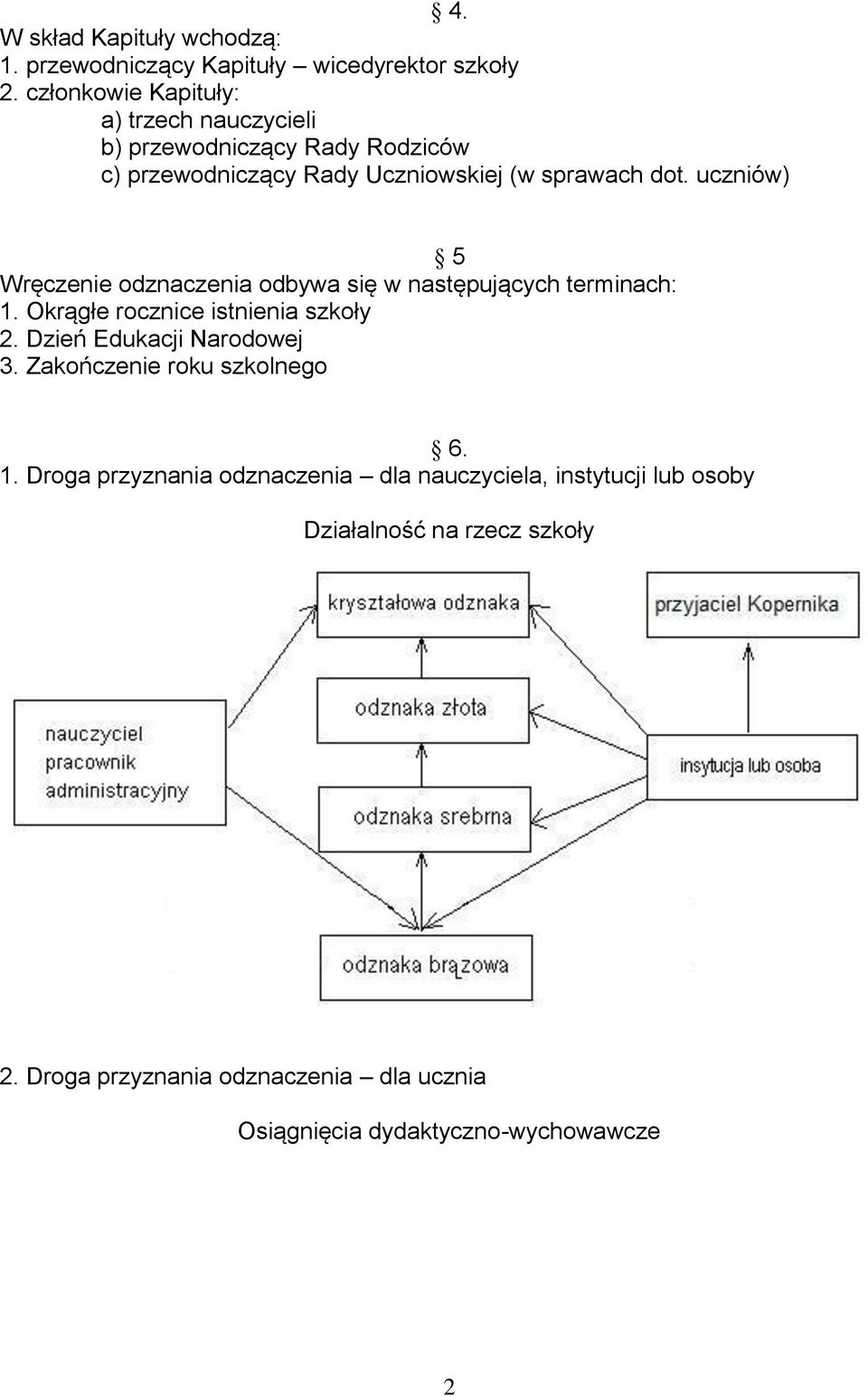 uczniów) 5 Wręczenie odznaczenia odbywa się w następujących terminach: 1. Okrągłe rocznice istnienia szkoły 2. Dzień Edukacji Narodowej 3.