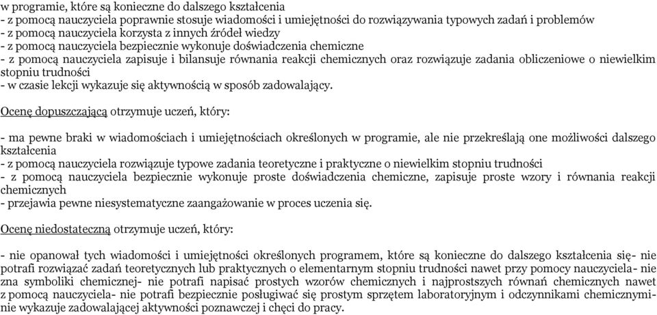 niewielkim stopniu trudności - w czasie lekcji wykazuje się aktywnością w sposób zadowalający.