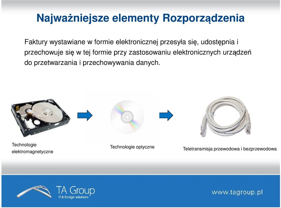 zastosowaniu elektronicznych urządzeń do przetwarzania i przechowywania danych.