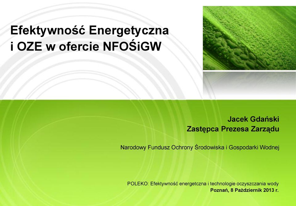 Zarządu POLEKO: Efektywność energetczna i