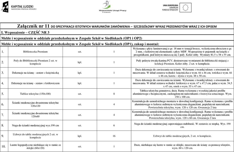 montaż: 1. Biblioteczka Premium Wykonana z płyty laminowanej o gr. 18 mm w tonacji brzozy, wykończona obrzeżem o gr. 2 mm, z kolorowymi elementami z płyty MDF.