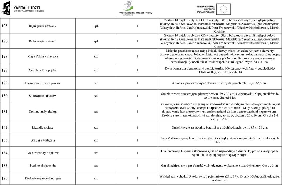 Michnikowski, Marcin Kociniak. Zestaw 10 bajek na płytach CD + zeszyty.  Michnikowski, Marcin Kociniak. Makatka przedstawiająca mapę Polski.