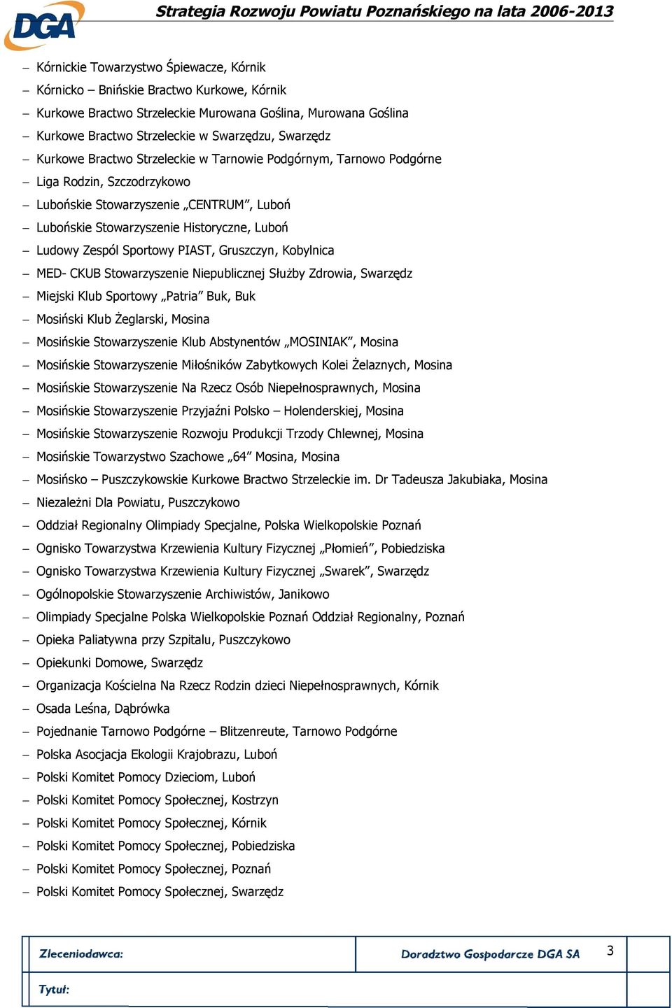 Sportowy PIAST, Gruszczyn, Kobylnica MED- CKUB Stowarzyszenie Niepublicznej Służby Zdrowia, Swarzędz Miejski Klub Sportowy Patria Buk, Buk Mosiński Klub Żeglarski, Mosina Mosińskie Stowarzyszenie