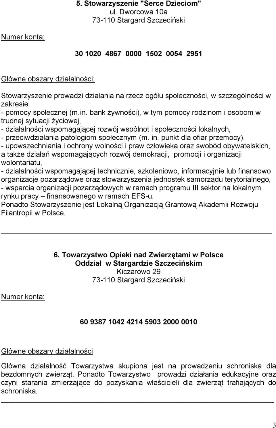 punkt dla ofiar przemocy), - upowszechniania i ochrony wolności i praw człowieka oraz swobód obywatelskich, a także działań wspomagających rozwój demokracji, promocji i organizacji wolontariatu, -