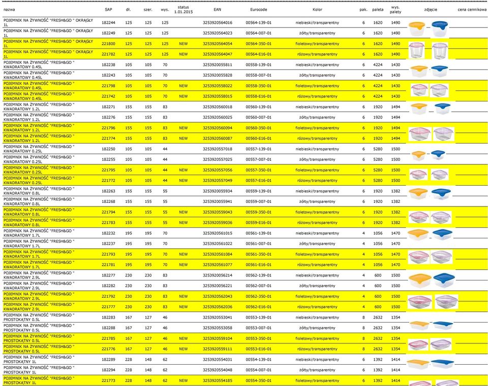 9L KWADRATOWY 2.9L KWADRATOWY 2.9L KWADRATOWY 2.9L PROSTOKĄTNY 0.5L PROSTOKĄTNY 0.