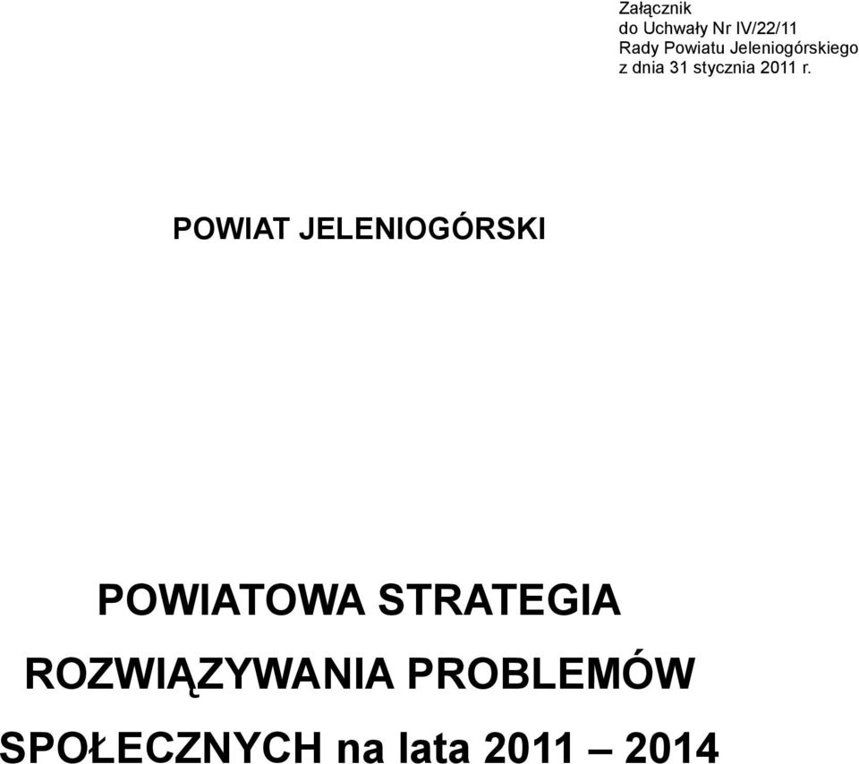 POWIAT JELENIOGÓRSKI POWIATOWA STRATEGIA