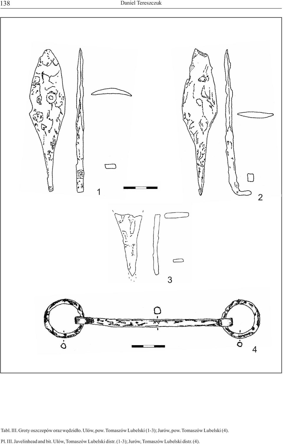 Tomaszów Lubelski (4). Pl. III. Javelinhead and bit.