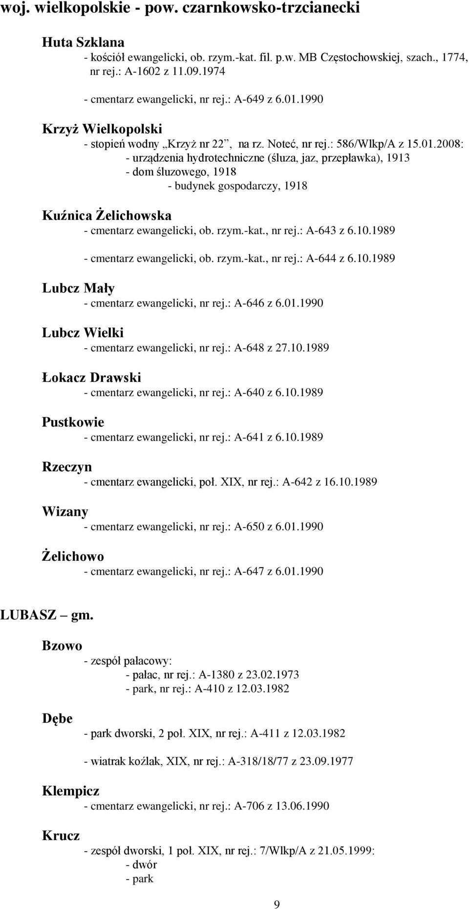1990 Krzyż Wielkopolski - stopień wodny Krzyż nr 22, na rz. Noteć, nr rej.: 586/Wlkp/A z 15.01.