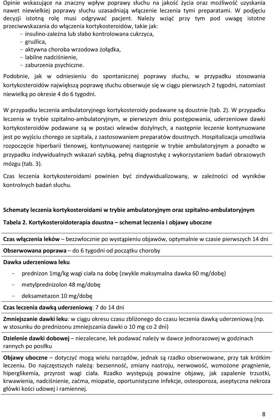 Należy wziąć przy tym pod uwagę istotne przeciwwskazania do włączenia kortykosteroidów, takie jak: - insulino-zależna lub słabo kontrolowana cukrzyca, - gruźlica, - aktywna choroba wrzodowa żołądka,