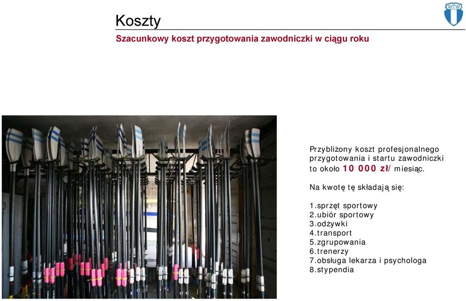 Na kwotę tę składają się: 1.sprzęt sportowy 2.ubiór sportowy 3.odżywki 4.