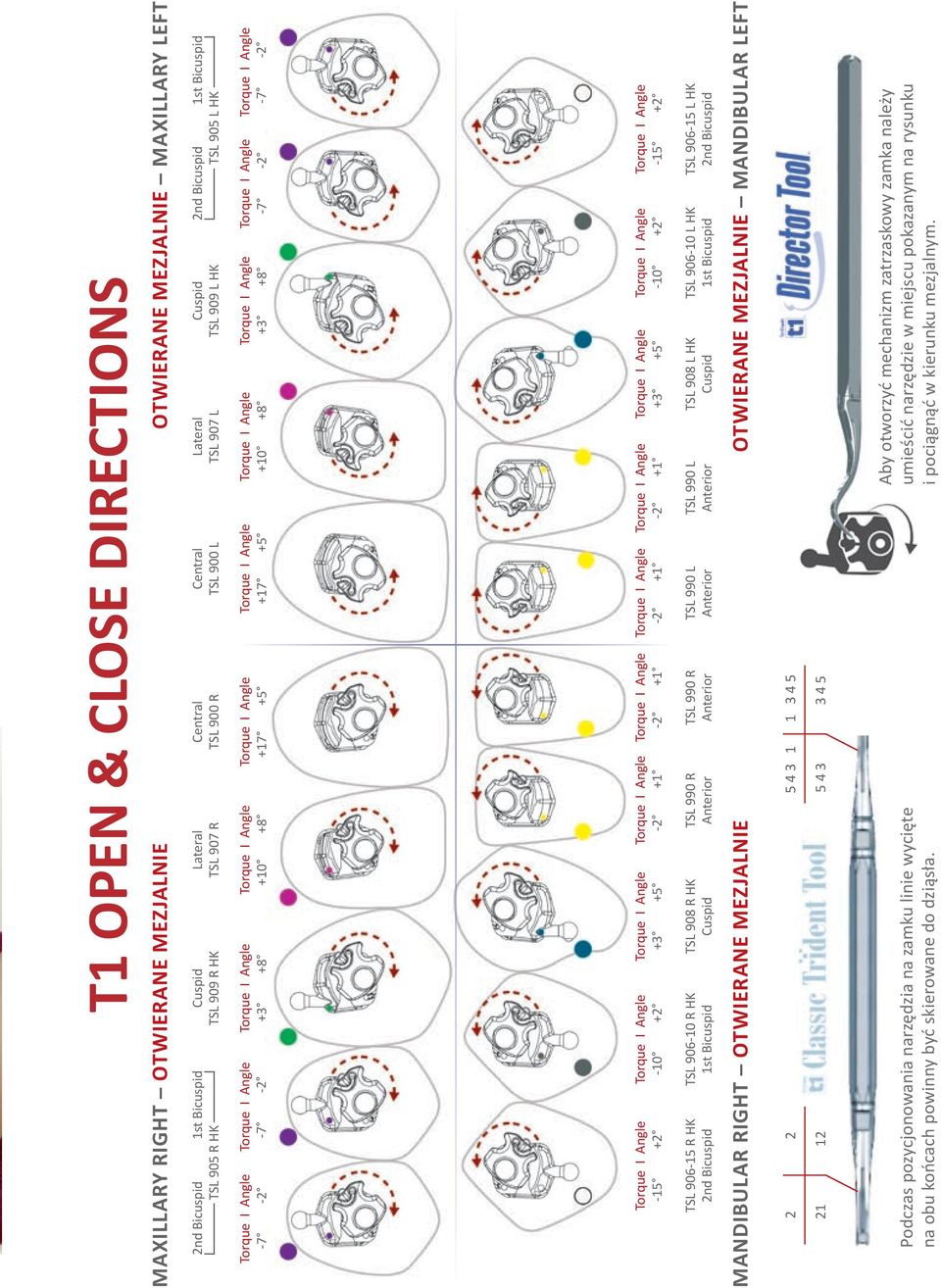 -10 +2 +3º Cuspid TSL 909 L HK M A X I L L A R Y L EF T TSL 906-15 L HK 2nd Bicuspid Torque I Angle -15 +2-7º -7º +1º Anterior TSL 990 L +5º Cuspid TSL 908 L HK +3º +2º 1st Bicuspid TSL 906-10 L HK
