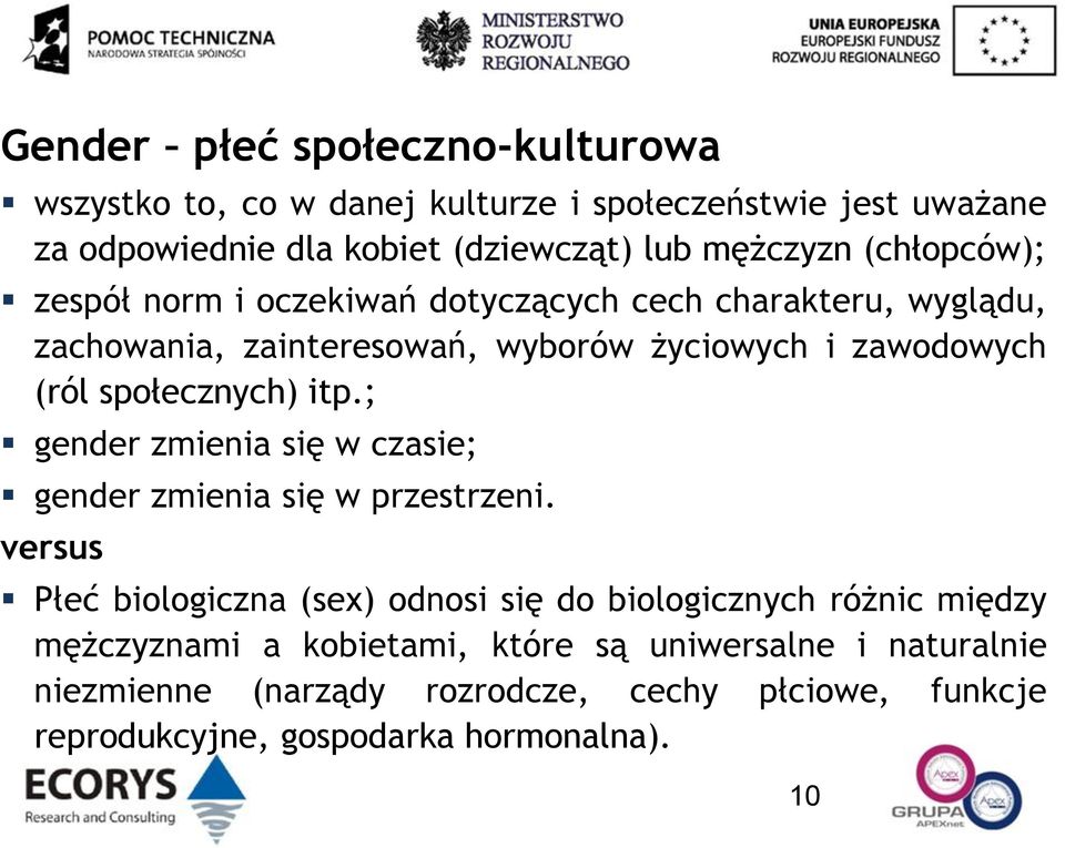 społecznych) itp.; gender zmienia się w czasie; gender zmienia się w przestrzeni.