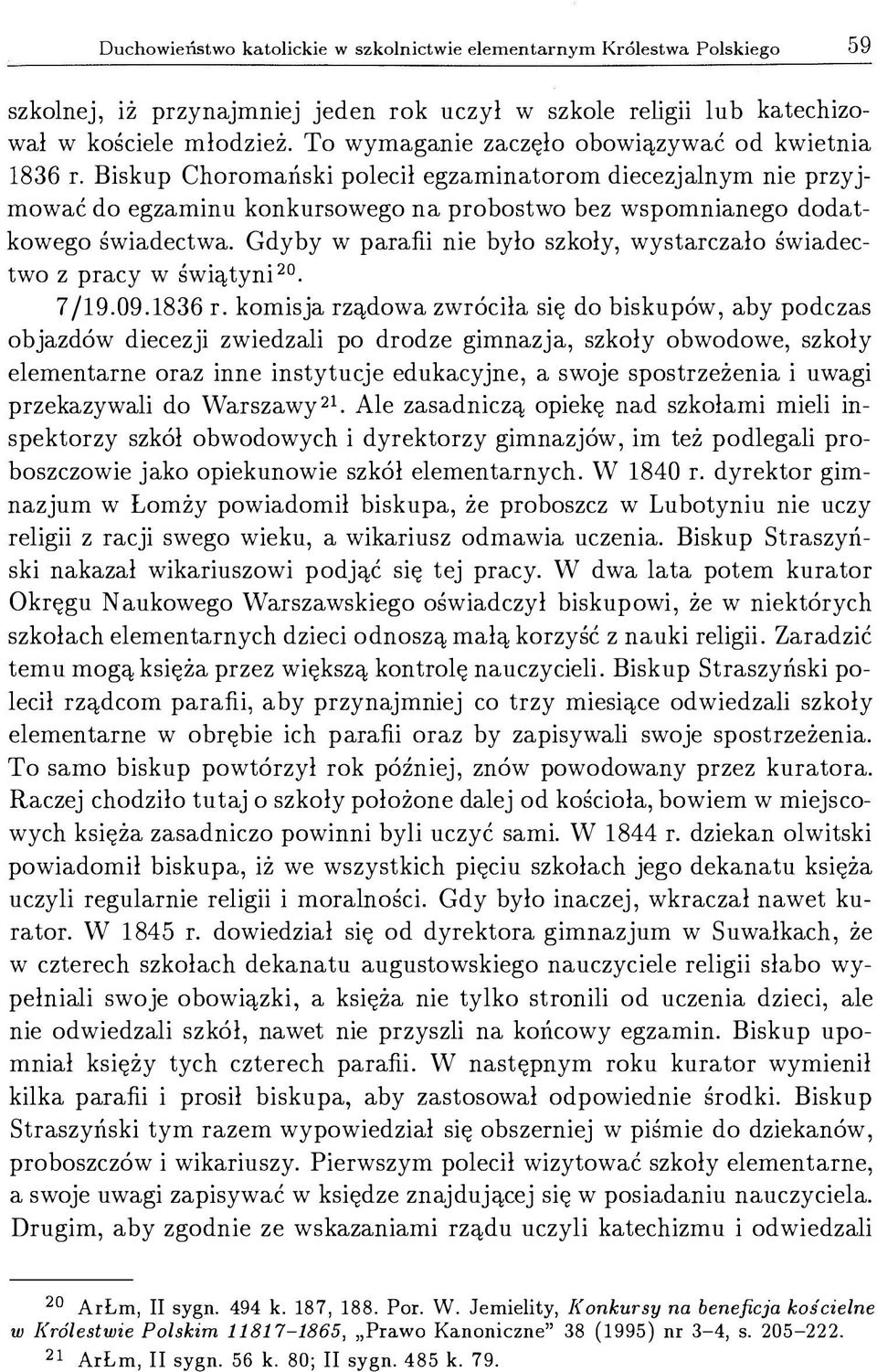 Gdyby w parafii nie było szkoły, wystarczało świadectwo z pracy w świątyni 20. 7/19.09.1836 r.