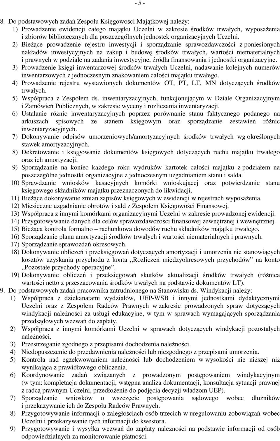 jednostek organizacyjnych Uczelni.