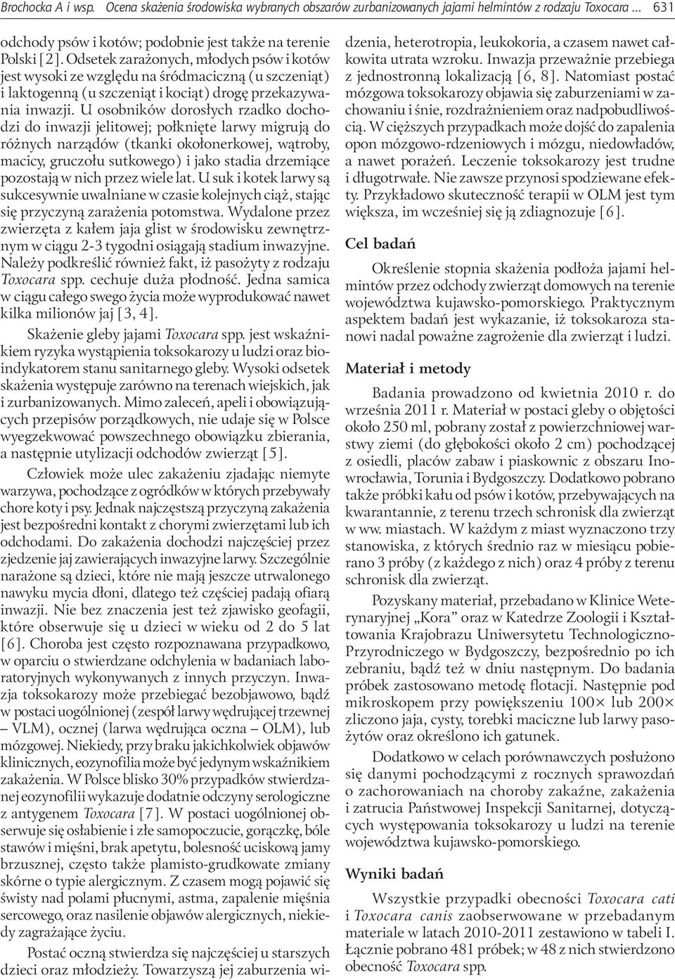 U osobników dorosłych rzadko dochodzi do inwazji jelitowej; połknięte larwy migrują do różnych narządów (tkanki okołonerkowej, wątroby, macicy, gruczołu sutkowego) i jako stadia drzemiące pozostają w