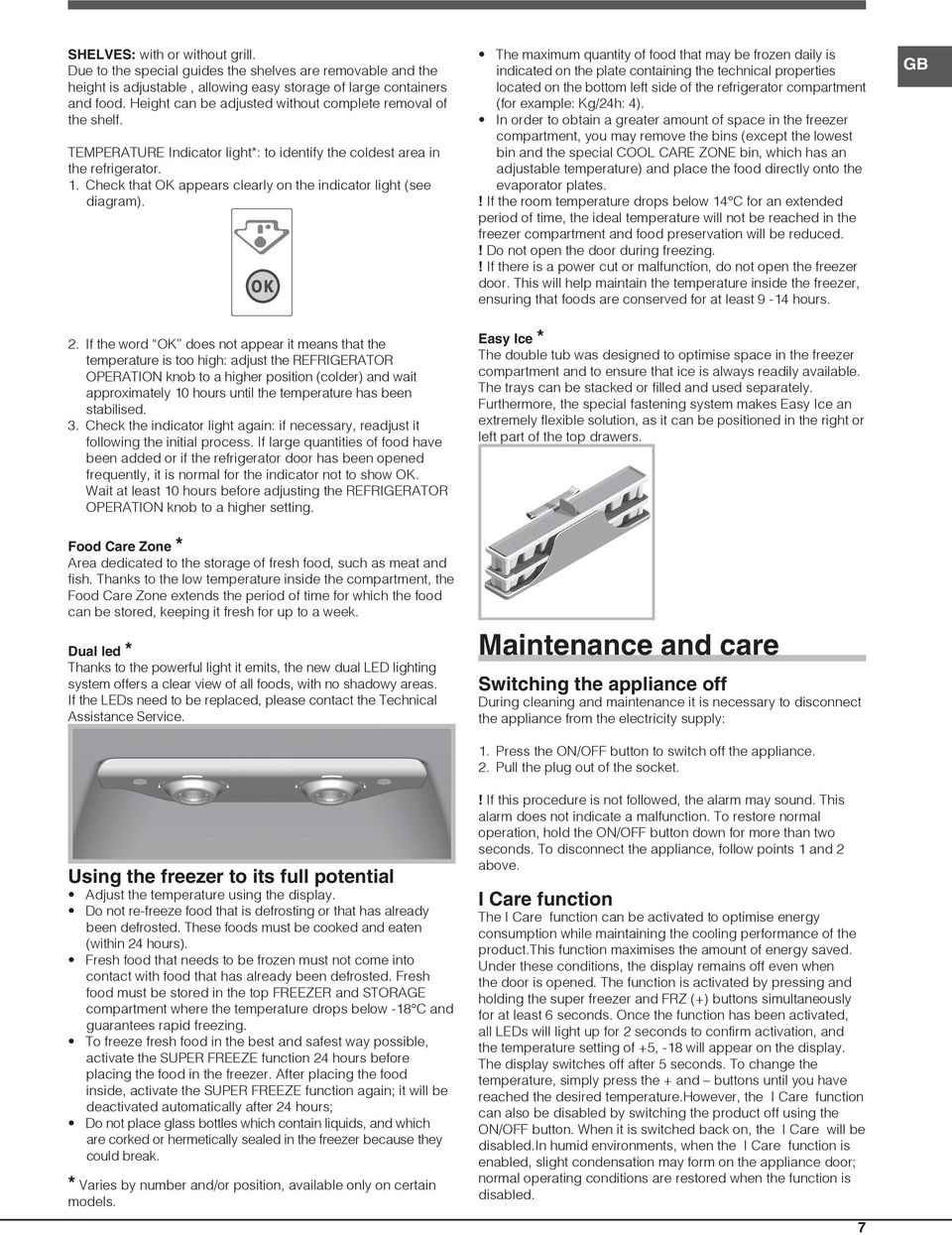 Check that OK appears clearly on the indicator light (see diagram). 2.