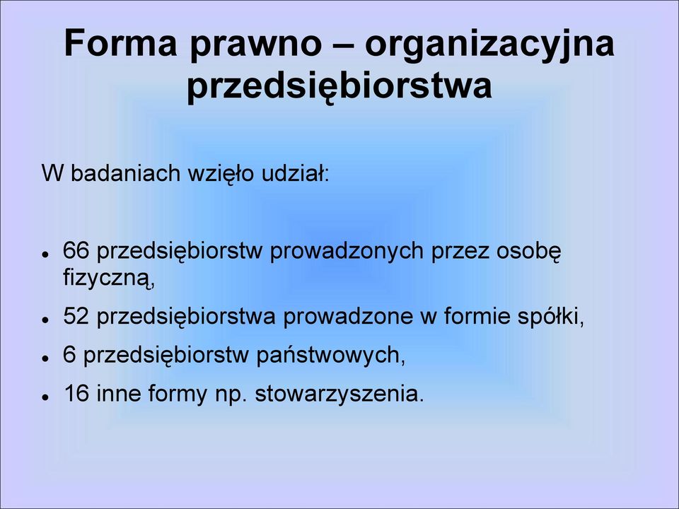 fizyczną, 52 przedsiębiorstwa prowadzone w formie spółki, 6