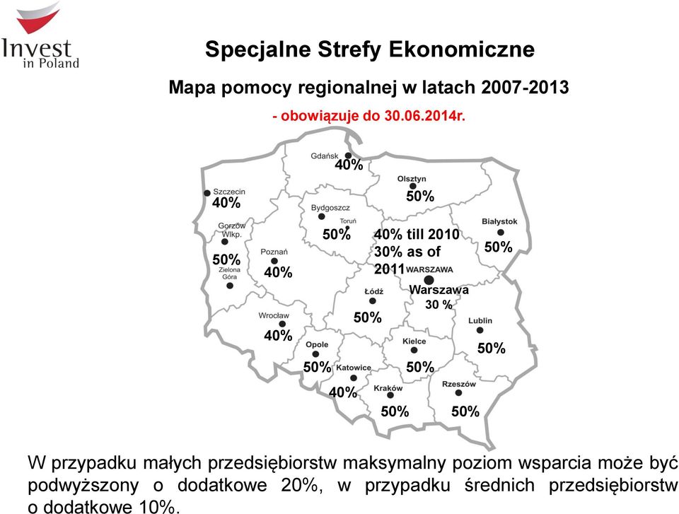 40% 40% 50% 40% 40% 50% 50% 40% 50% 50% 50% 40% till 2010 30% as of 2011 Warszawa 30 %