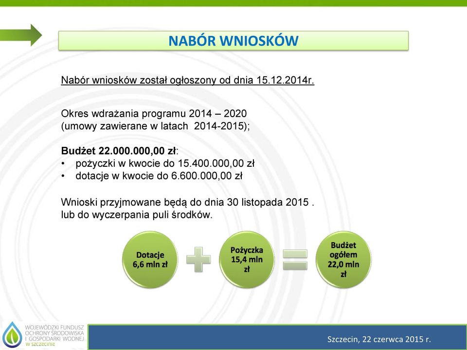 000,00 zł: pożyczki w kwocie do 15.400.000,00 zł dotacje w kwocie do 6.600.